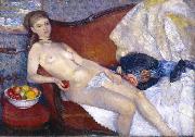 William Glackens Nude with Apple oil painting reproduction